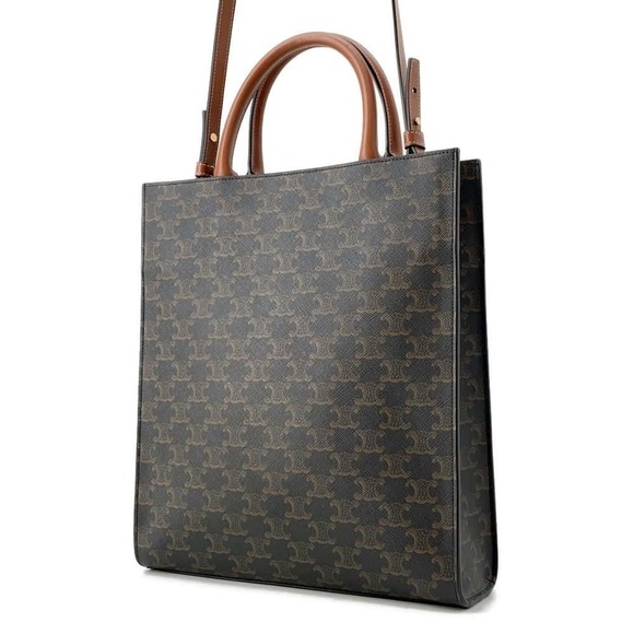 Celine Triomphe Vertical Cover Small Tote Bag Tan - Picture 2 of 12